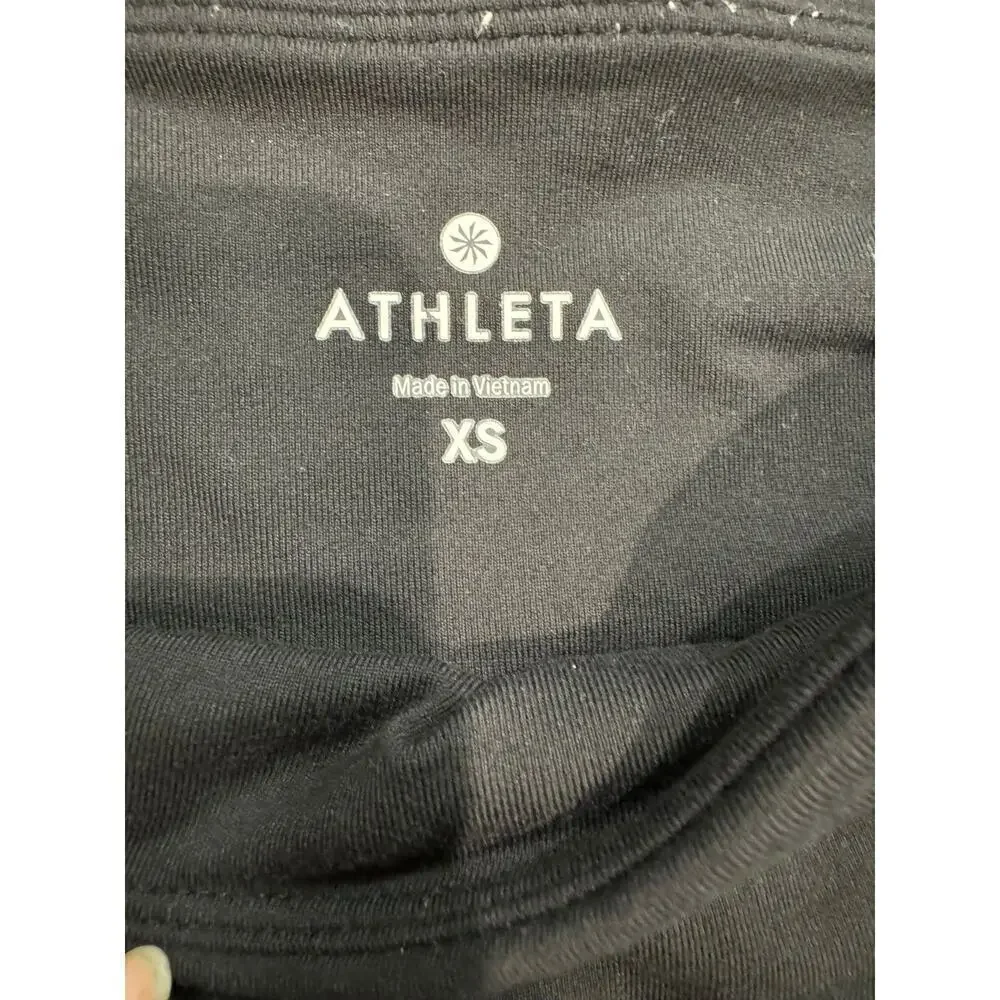Athleta Ponte Luxe Leggings Pant Faux Leather Moto Zip Ankle Black Size XS